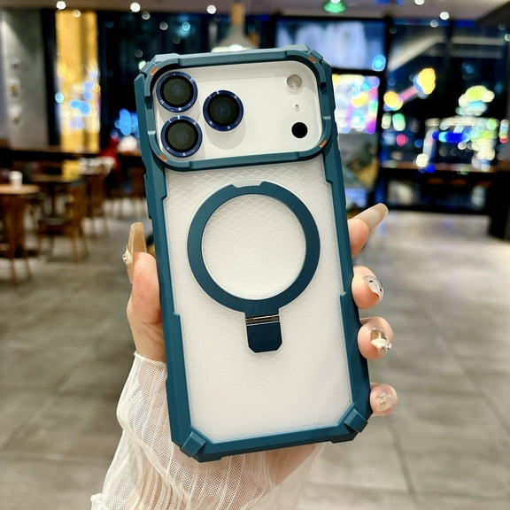 Allytechgroup Magnetic Case for iPhone Air with Camera Protection, [Compatible with Magsafe] Anti-Yellowing Slim Shell with Ring Holder Kickstand Shockproof Protective Bumper, Blue