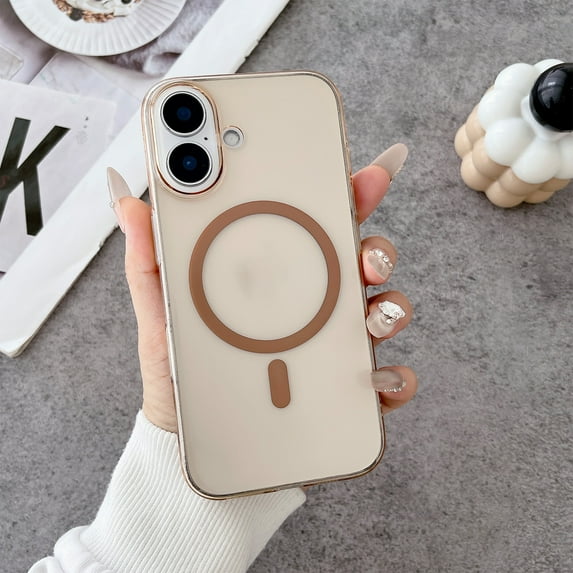 Allytechgroup Magnetic Clear Case for iPhone 8 Plus/7 Plus, Slim Lightweight Anti-Yellowing Support Wireless Charging Anti-Scratch Shockproof Protection Back Cover for iPhone 8 Plus/7 Plus, Gold