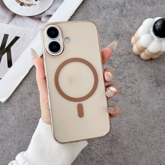Allytechgroup Magnetic Clear Case for iPhone XS Max, Slim Lightweight Anti-Yellowing Support Wireless Charging Anti-Scratch Shockproof Protection Back Cover for iPhone XS Max, Gold