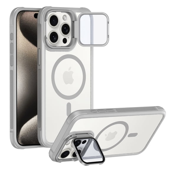Allytechgroup Magnetic Clear Phone Case for Apple iPhone 11, Shockproof Anti-Yellow Camera Lens Kickstand Compatible with MagSafe and Car Mount Anti-Scratch Magnetic Case for Women Men, Gray