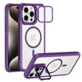 thumbnail image 1 of Allytechgroup Magnetic Clear Phone Case for Apple iPhone 16 Pro, Shockproof Anti-Yellow Camera Lens Kickstand Compatible with MagSafe and Car Mount Anti-Scratch Magnetic Case for Women Men, Purple, 1 of 7