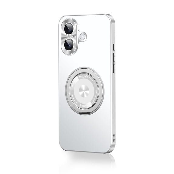 Allytechgroup Magnetic Comaptible for iPhone 16 Case with Stand, 360° Rotatable Ring Holder Kickstand Support Magnetic Car Mount Shockproof Protective Bumper Phone Case for Apple iPhone 16, Silver