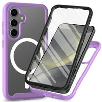 Allytechgroup Magnetic Compatible with Phone Case for Samsung Galaxy S25, with Build in Screen Protector Clear Transparent Not-Yellowing Back Cover Case for Samsung Galaxy S25, Purple