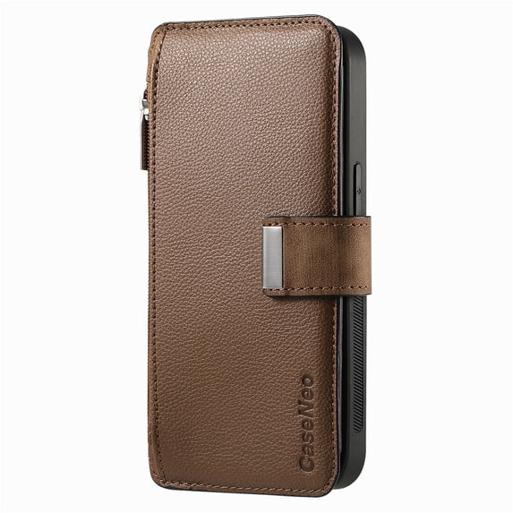 Allytechgroup Magnetic Compatible for Samsung Galaxy A35 Wallet Case with Credit Card Slot, PU Leather Kickstand Shockproof Protective Bunper Back Cover for Samsung Galaxy A35, Brown