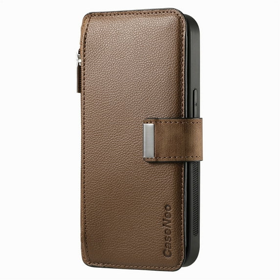 Allytechgroup Magnetic Compatible for Samsung Galaxy S23 FE Wallet Case with Credit Card Slot, PU Leather Kickstand Shockproof Protective Bunper Back Cover for Samsung Galaxy S23 FE, Brown