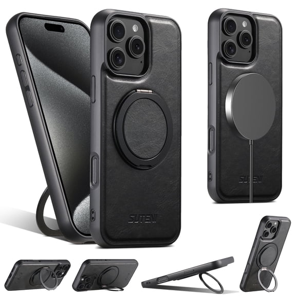 Allytechgroup Magnetic Compatible with iPhone 12 Pro Max Case with Stand, Compatible with Magsafe 360° Rotatable Ring Holder Stand Shockproof Protective Back Cover for Apple iPhone 12 Pro Max, Black