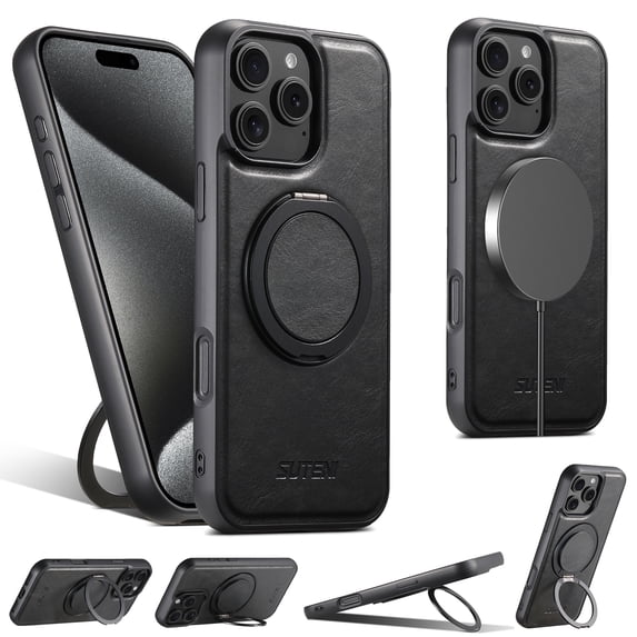 Allytechgroup Magnetic Compatible with iPhone 13 Case with Stand, Compatible with Magsafe 360° Rotatable Ring Holder Stand Shockproof Protective Back Cover for Apple iPhone 13, Black