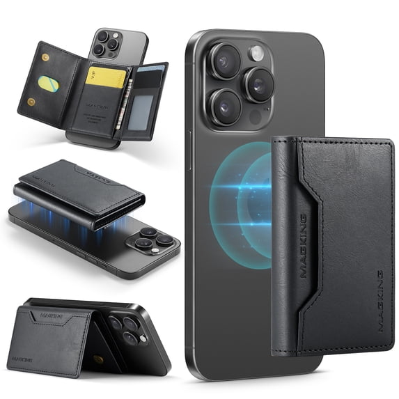 Allytechgroup Magnetic Compatible for iPhone 13 Wallet Case, Detachable Cards Holder Wireless Charing Support Shockproof Protective Phone Cover for iPhone 13, Black