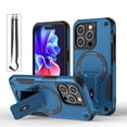 thumbnail image 1 of Allytechgroup Magnetic Compatible with iPhone 16 Case, Support Wireless Charging Kickstand Military Grade Shockproof Back Cover with Long Detachable Strap for Women Men, Darkblue, 1 of 7