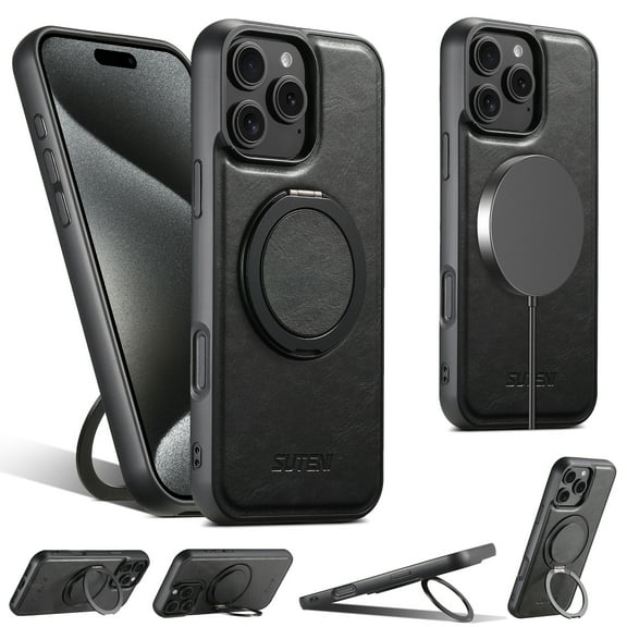 Allytechgroup Magnetic Compatible with iPhone 16 Plus Case with Stand, Compatible with Mag-safe 360° Rotatable Ring Holder Stand Shockproof Protective Back Cover for Apple iPhone 16 Plus, Black