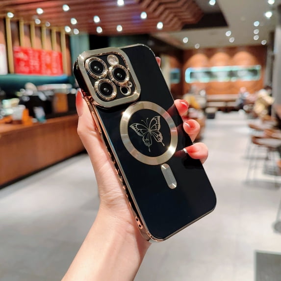 Allytechgroup Magnetic Compatible with iPhone 16 Plus Case, Support Wireless Charging Shockproof Protective Cover Phone Case for iPhone 16 Plus Women Girls, Black