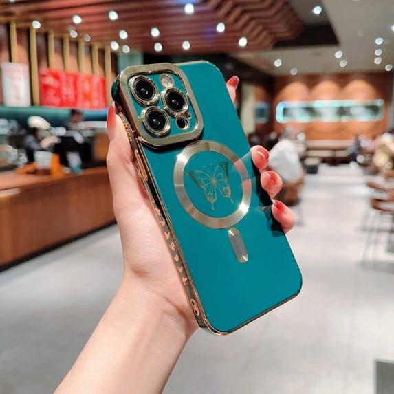 Allytechgroup Magnetic Compatible with iPhone 16 Plus Case, Support Wireless Charging Shockproof Protective Cover Phone Case for iPhone 16 Plus Women Girls, Darkgreen