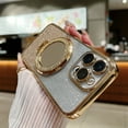 thumbnail image 1 of Allytechgroup Magnetic Compatible with iPhone 16 Pro Max with Camear Lens Protector, Bling Phone Case with Kickstand Compatible with Magsafe for Women Girls Shockproof Protective Back Cover, Gold, 1 of 9