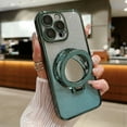 thumbnail image 1 of Allytechgroup Magnetic Compatible with iPhone 16 Pro Max with Camear Lens Protector, Bling Phone Case with Kickstand Compatible with Magsafe for Women Girls Shockproof Protective Back Cover, Green, 1 of 9