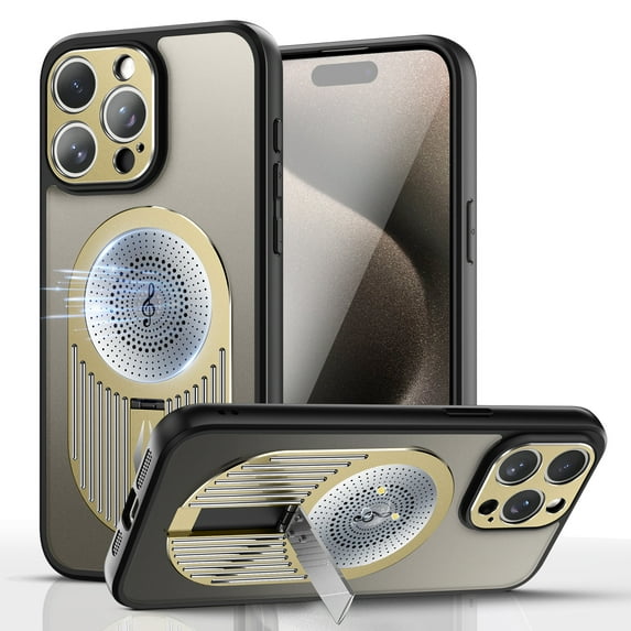 Allytechgroup Magnetic Compatible with iPhone 16 Pro Max Case, Cooling Case Compatible with Wireless Charging Slim Anti-Drop Protective Cover for iPhone 16 Pro Max, Gold