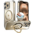 thumbnail image 1 of Allytechgroup Magnetic Compatible for iPhone 16 Pro Max with Stand, 360° Rotatable Ring Holder Kickstand Support Wireless Charging Military Grade Drop Protection for Apple iPhone 16 Pro Max, Gold, 1 of 8