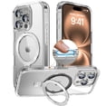 thumbnail image 1 of Allytechgroup Magnetic Compatible for iPhone 16 Pro Max with Stand, 360° Rotatable Ring Holder Kickstand Support Wireless Charging Military Grade Drop Protection for Apple iPhone 16 Pro Max, Silver, 1 of 8