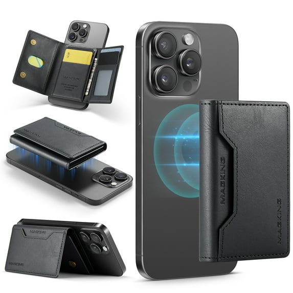 Allytechgroup Magnetic Compatible for iPhone 16 Pro Wallet Case, Detachable Cards Holder Wireless Charing Support Shockproof Protective Phone Cover for iPhone 16 Pro, Black