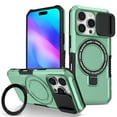 thumbnail image 1 of Allytechgroup Magnetic For iPhone 15 Pro Max Case with Ring, [1x Screen Protector] [Slide Camera Cover] Military Grade Drop Protection Back Cover For iPhone 15 Pro Max, Lightgreen, 1 of 10