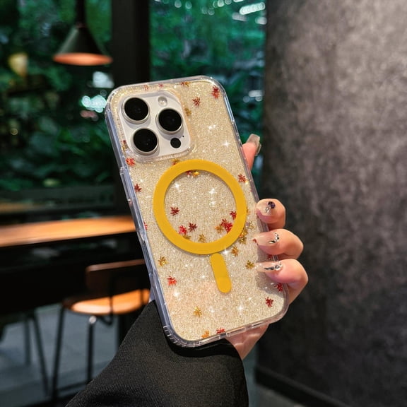 Allytechgroup Magnetic Glitter Case for iPhone 11, Compatible with Mag-safe Anti-Yellowing Slim Lightweight Shockproof Rugged Heavy Duty Durable Cover Case for iPhone 11, Yellow