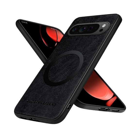 Allytechgroup Magnetic for Google Pixel 10 /10 Pro Case, Compatible with MagSafe Support Magnetic Car Phone Mount PU Leather Slim Phone Case for Women Men for Google Pixel 10 /10 Pro, Black