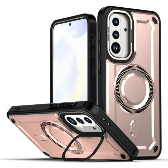 Allytechgroup Magnetic Phone Case for Samsung Galaxy A56 5G with Kickstand, Military-Grade Shockproof Armor Cover with MagSafe Ring, Anti-Scratch Slim Hard Back Case for Men & Women,Desertgold