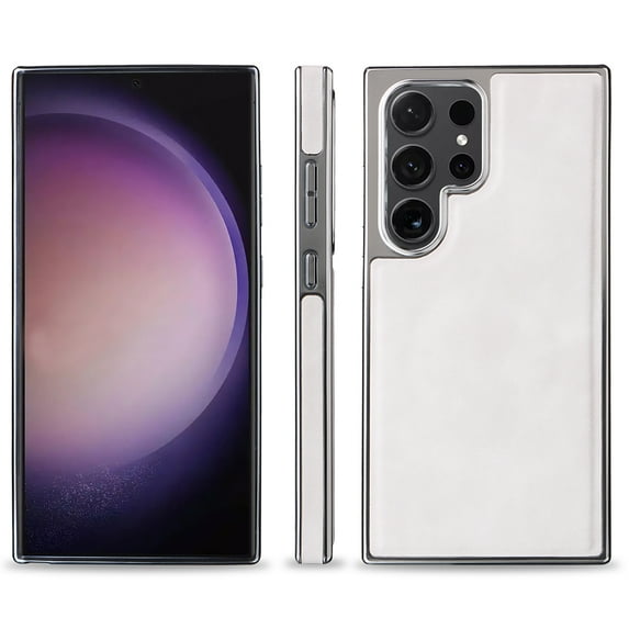 Allytechgroup Magnetic Phone Case for Samsung Galaxy S22 Ultra, Compatible with Magsafe & Car Mount Slim Fit PU Leather Shockproof Anti-Scratch Bumper Case Cover for Women Men, White