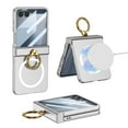 thumbnail image 1 of Allytechgroup Magnetic Ring Case for Samsung Galaxy Z Flip 7 FE/ 6, Fashion Slim Lightweight Shockproof Cover With Kickstand Anti-Scratch Tempered Glass Back Wireless Charging Support, Silver, 1 of 7