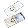 thumbnail image 1 of Allytechgroup Magnetic Ring Case for Samsung Galaxy Z Flip 7 FE/ 6, Fashion Slim Lightweight Shockproof Cover With Kickstand Anti-Scratch Tempered Glass Back Wireless Charging Support, Clear, 1 of 7