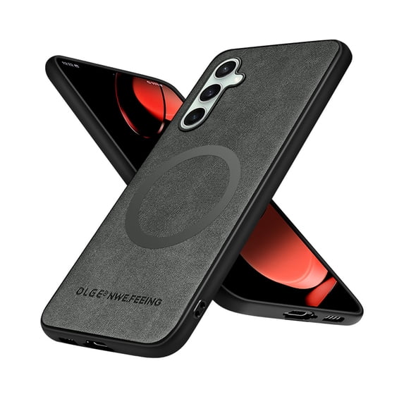 Allytechgroup Magnetic for Samsung Galaxy S22 Case, Compatible with MagSafe Support Magnetic Car Phone Mount PU Leather Slim Phone Case for Women Men for Samsung Galaxy S22, Gray