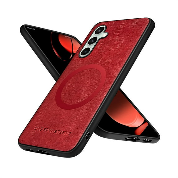 Allytechgroup Magnetic for Samsung Galaxy S22 Plus Case, Compatible with MagSafe Support Magnetic Car Phone Mount PU Leather Slim Phone Case for Women Men for Samsung Galaxy S22 Plus, Winered