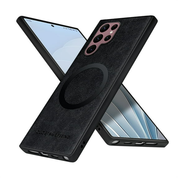 Allytechgroup Magnetic for Samsung Galaxy S22 Ultra Case, Compatible with MagSafe Support Magnetic Car Phone Mount PU Leather Slim Phone Case for Women Men for Samsung Galaxy S22 Ultra, Black