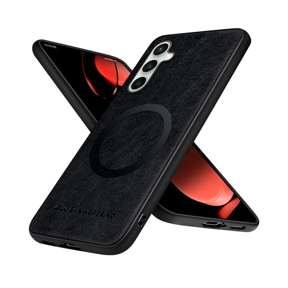 Allytechgroup Magnetic for Samsung Galaxy S23 FE Case, Compatible with MagSafe Support Magnetic Car Phone Mount PU Leather Slim Phone Case for Women Men for Samsung Galaxy S23 FE, Black