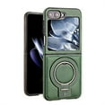 thumbnail image 1 of Allytechgroup Magnetic for Samsung Galaxy Z Flip 4 Case Women Men, PU Leather Case with Kickstand Shockproof Protective Back Cover for Samsung Galaxy Z Flip 4, Green, 1 of 11