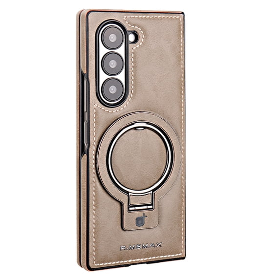 Allytechgroup Magnetic for Samsung Galaxy Z Fold 6 Case Women Men, PU Leather Case with Kickstand Shockproof Protective Back Cover for Samsung Galaxy Z Fold 6, Gray