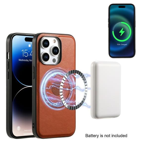 Allytechgroup Magnetic Slim Fit Case for Apple iPhone 14 Plus, Magsafe Compatible, Wireless Charging Support, Shockproof & Anti-Scratch Protect for iPhone 14 Plus, Brown