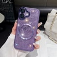 thumbnail image 1 of Allytechgroup Magnetic Sparkly Diamond Rhinestones Bumper Back Cover Cell Phone Case with Wrist Strap Chain for Apple iPhone 13, Purple, 1 of 1