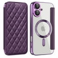 thumbnail image 1 of Allytechgroup Magnetic Wallet Case for Apple iPhone 16, RFID Blocking PU Leather Clear Back Cover Compatible with Magsafe Wireless Charging Anti-Scratch Phone Case for iPhone 16, Purple, 1 of 7