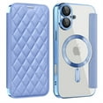 thumbnail image 1 of Allytechgroup Magnetic Wallet Case for Apple iPhone 16, RFID Blocking PU Leather Clear Back Cover Compatible with Magsafe Wireless Charging Anti-Scratch Phone Case for iPhone 16, Blue, 1 of 8