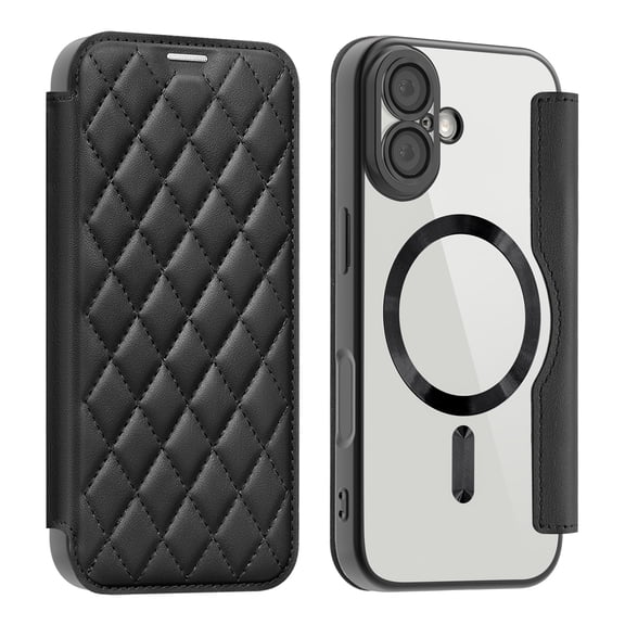 Allytechgroup Magnetic Wallet Case for Apple iPhone 17 6.3", RFID Blocking PU Leather Clear Back Cover Compatible with Magsafe Wireless Charging Anti-Scratch Case for iPhone 17, Black