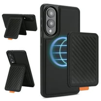 Allytechgroup Magnetic Wallet Case for Samsung Galaxy S25 Edge, Shockproof Non-Slip Lightweight Back Cover with RFID Blocking Card Slots & TPU PU Leather Protection for Women Men, Black