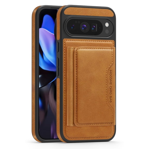 Allytechgroup Magnetic Wallet Phone Case with RFID Card Holder for Google Pixel 9, Detachable Back Cover Compatible with Magsafe, Brown