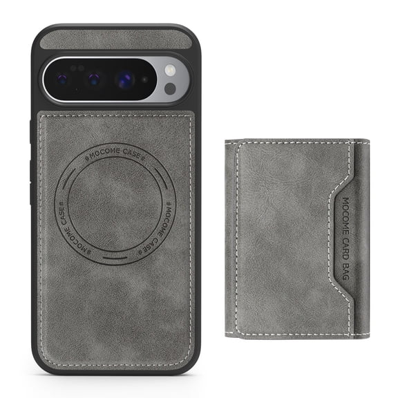 Allytechgroup Magnetic Wallet Phone Case with RFID Card Holder for Google Pixel 9, Detachable Back Cover Compatible with Magsafe, Gray