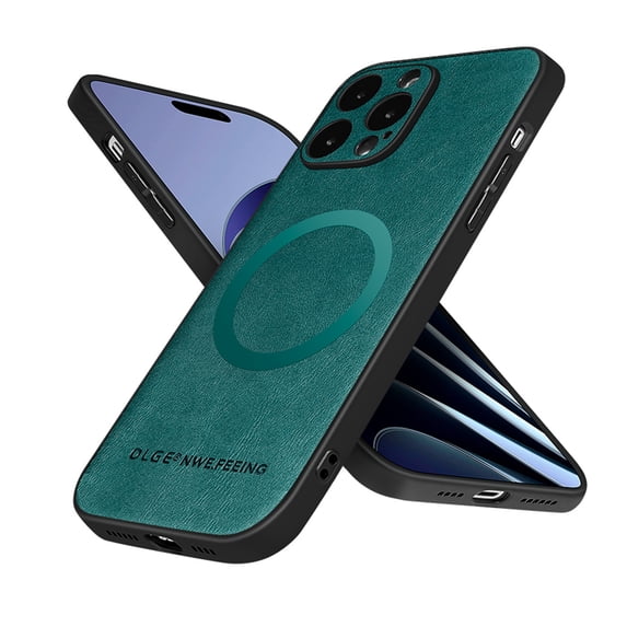 Allytechgroup Magnetic for iPhone 13 Pro Case, Compatible with MagSafe Support Magnetic Car Phone Mount PU Leather Slim Phone Case for Women Men for iPhone 13 Pro, Green