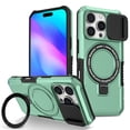 thumbnail image 1 of Allytechgroup Magnetic For iPhone 14 Case with Ring, [1x Screen Protector] [Slide Camera Cover] Military Grade Drop Protection Back Cover For iPhone 14, Lightgreen, 1 of 10