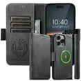 thumbnail image 1 of Allytechgroup Magnetic for iPhone 15 Plus with Credit Card Slot, Compatible with Magsafe PU Leather Flip Wallet Phone Case with Kickstand Shockproof Protective Bumper for iPhone 15 Plus, Black, 1 of 6
