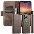 thumbnail image 1 of Allytechgroup Magnetic for iPhone 15 Pro with Credit Card Slot, Compatible with Magsafe PU Leather Flip Wallet Phone Case with Kickstand Shockproof Protective Bumper for iPhone 15 Pro, Brown, 1 of 5