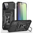 thumbnail image 1 of Allytechgroup Magnetic for iPhone 16 Case with 1x Screen Protector, Rotatable Kickstand Support Car Mount Slide Camera Cover Protective Phone Case for Women Men, Black, 1 of 7