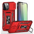 thumbnail image 1 of Allytechgroup Magnetic for iPhone 16 Case with 1x Screen Protector, Rotatable Kickstand Support Car Mount Slide Camera Cover Protective Phone Case for Women Men, Red, 1 of 7