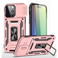 thumbnail image 1 of Allytechgroup Magnetic for iPhone 16 Case with 1x Screen Protector, Rotatable Kickstand Support Car Mount Slide Camera Cover Protective Phone Case for Women Men, Rosegold, 1 of 7